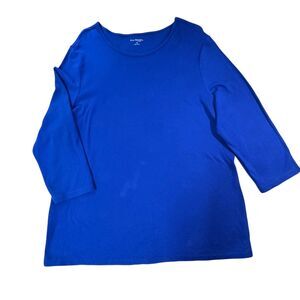 Kim Rogers T-shirt Perfectly Soft Womens 1X Royal Blue Cotton Round Neck